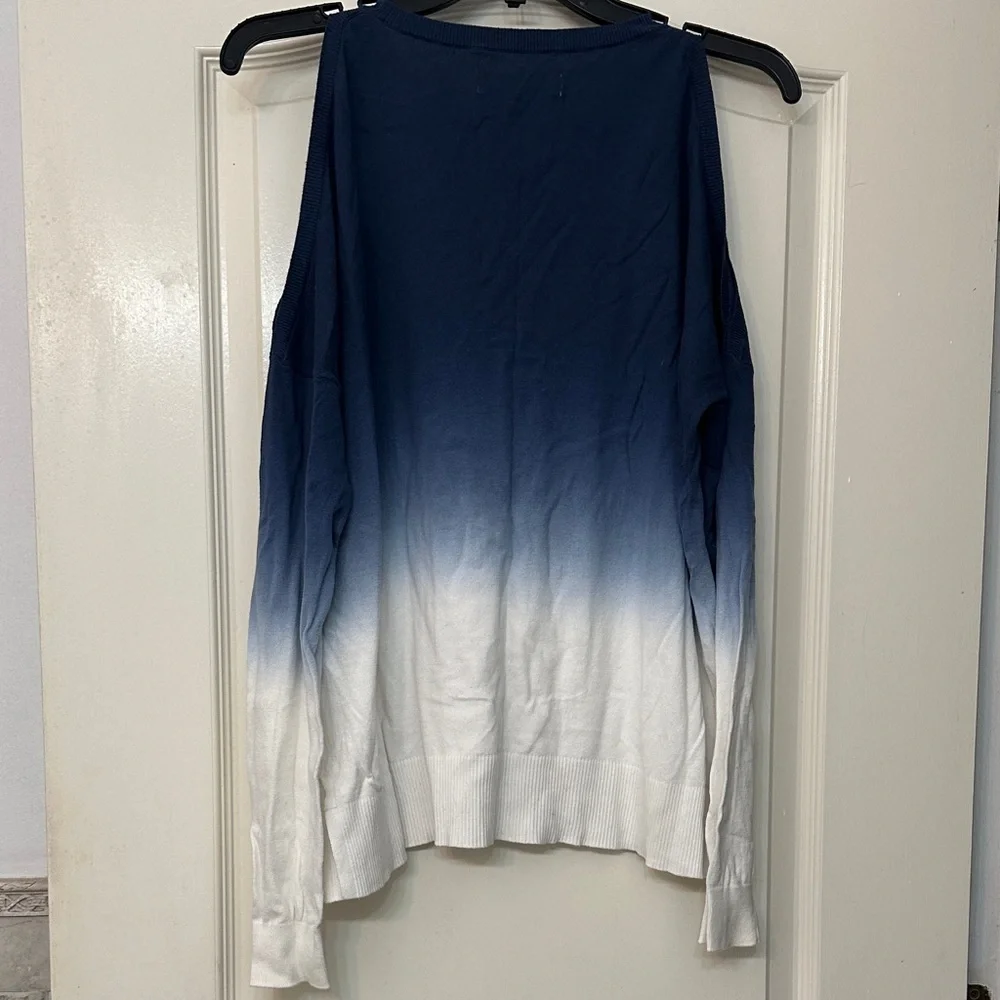 Abercrombie & Fitch Blue Ombré Cold Shoulder Top - Picture 3 of 4